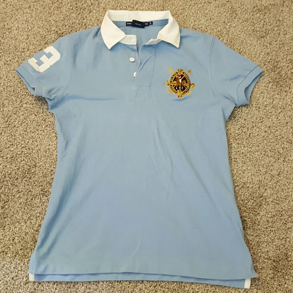 Ralph Lauren Sport Polo Shirt Size S Blue Embroidered Logo Cotton Short Sleeve